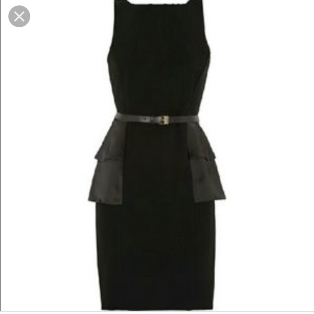 Michael Kors Crepe and Satin Peplum Dress